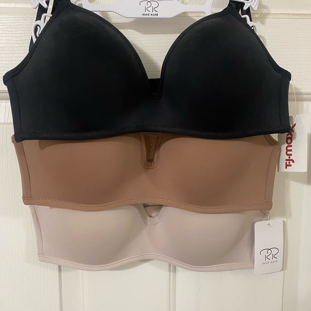 Rene Rofe Black, Brown, and Cream Seamless Bras